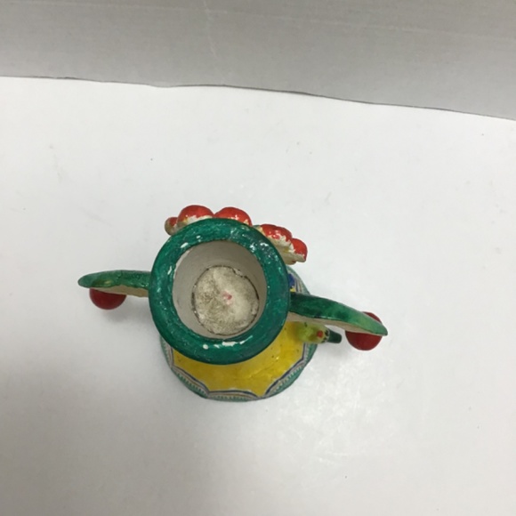 Vintage Hand Painted Mexican Candelabra Rustic Naive Folk Art Birds Flowers - Picture 4 of 6